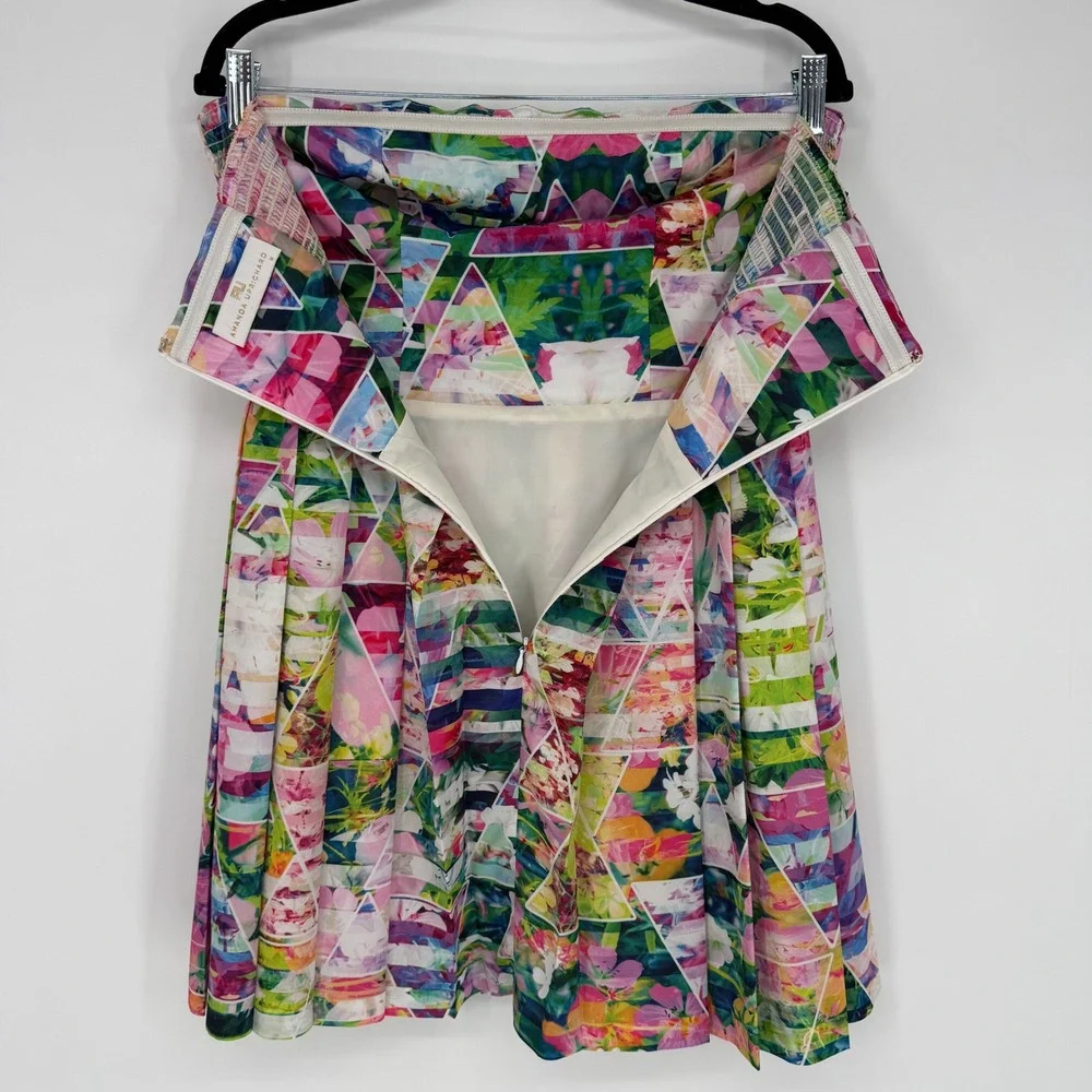 AMANDA UPRICHARD‎ STRAPLESS MINI DRESS GEOMETRIC PLEATED MEDIUM FLASHY CHIC